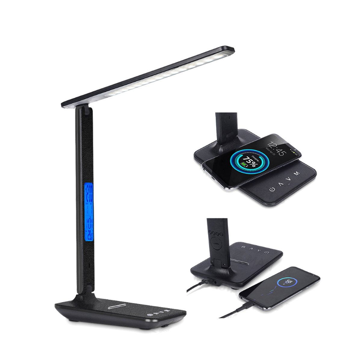 "3-in-1 Smart LED Desk Lamp | Wireless Charger, Digital Clock & Thermostat" - NovaShop