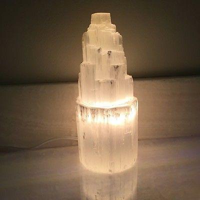 Selenite Skyscraper Lamp - Small Size with Electrical Cord and Bulb - NovaShop