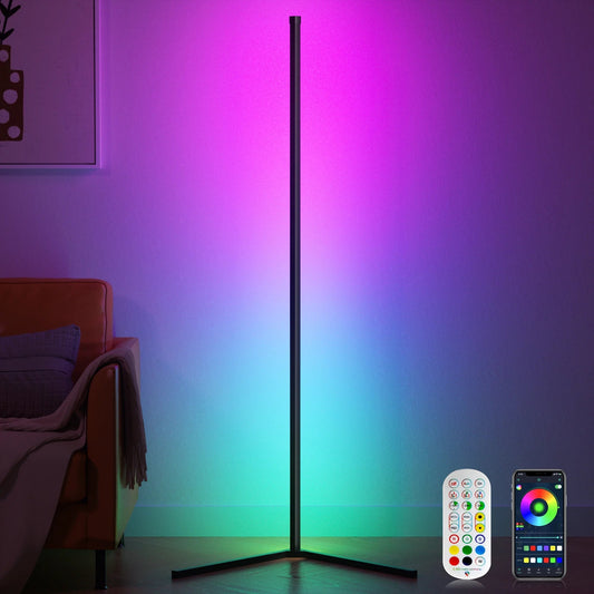 LED Corner Floor Lamp - Smart RGB Floor Lamp with App & Remote Control - NovaShop