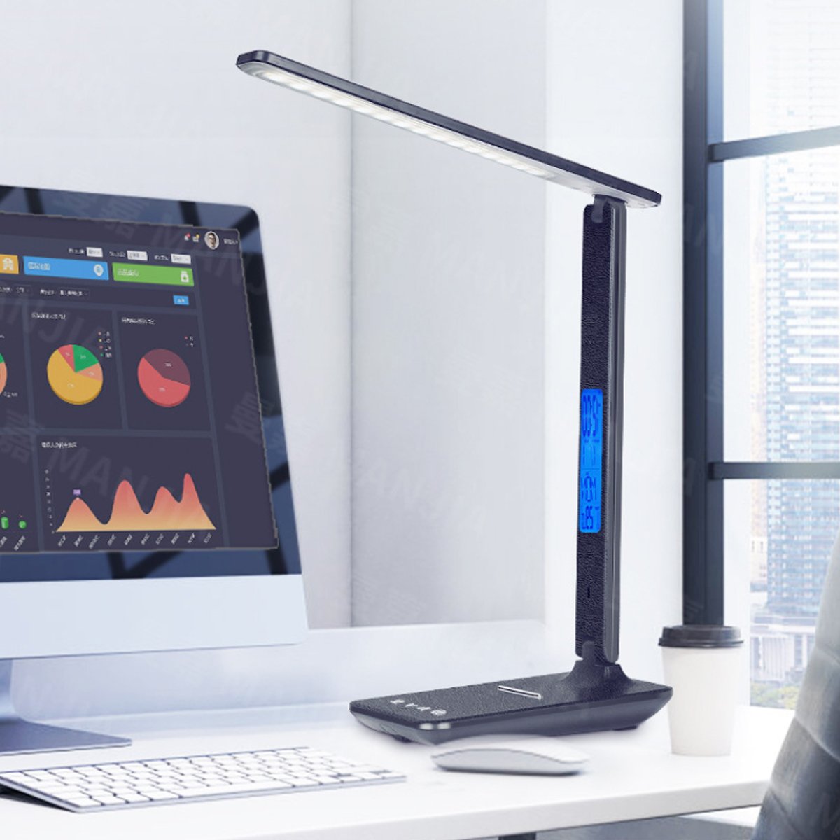 "3-in-1 Smart LED Desk Lamp | Wireless Charger, Digital Clock & Thermostat" - NovaShop