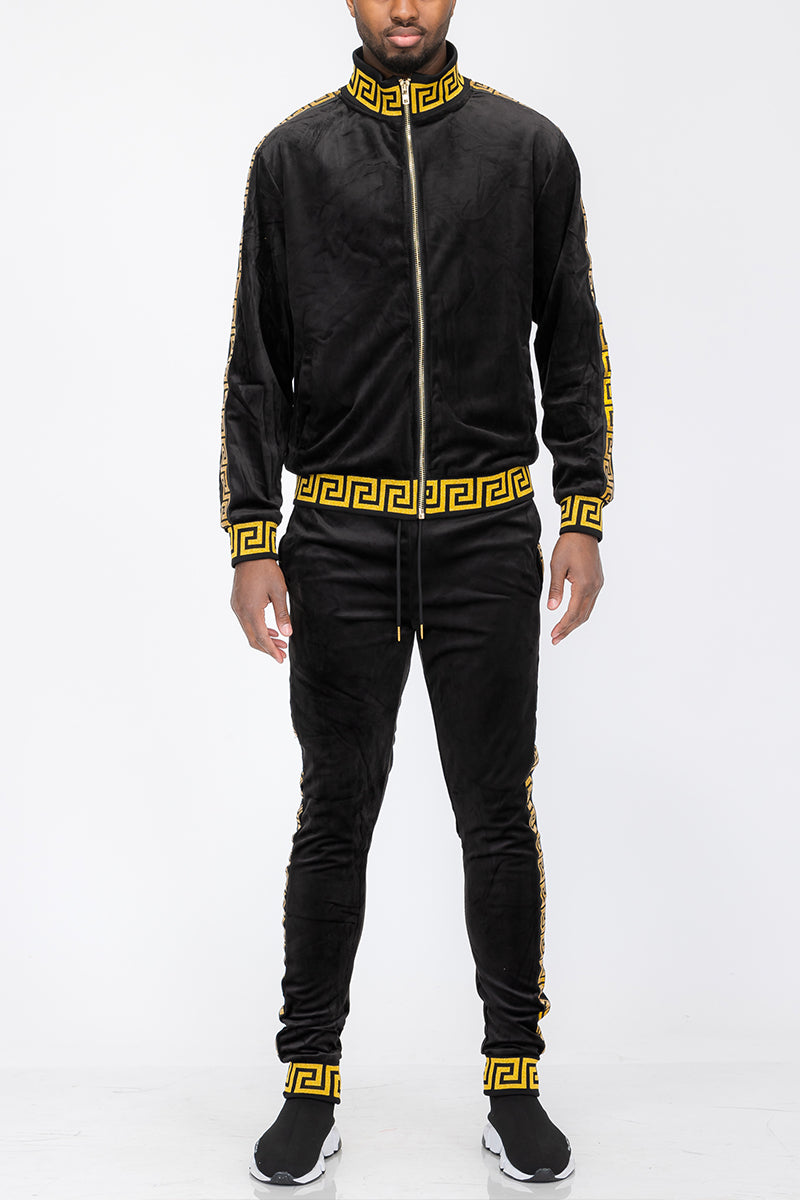 Status Velour Track Set - Stylish Full Zip Jacket with Elastic Waist and Cuffs - NovaShop