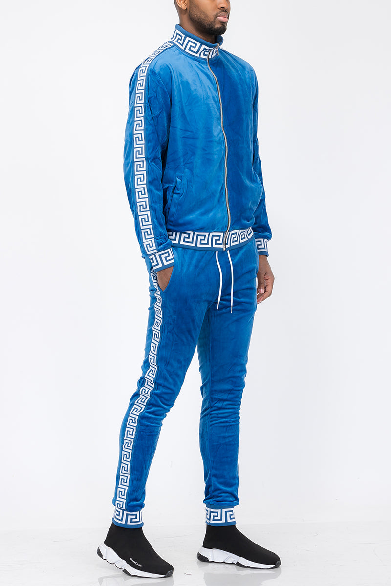 Status Velour Track Set - Stylish Full Zip Jacket with Elastic Waist and Cuffs - NovaShop