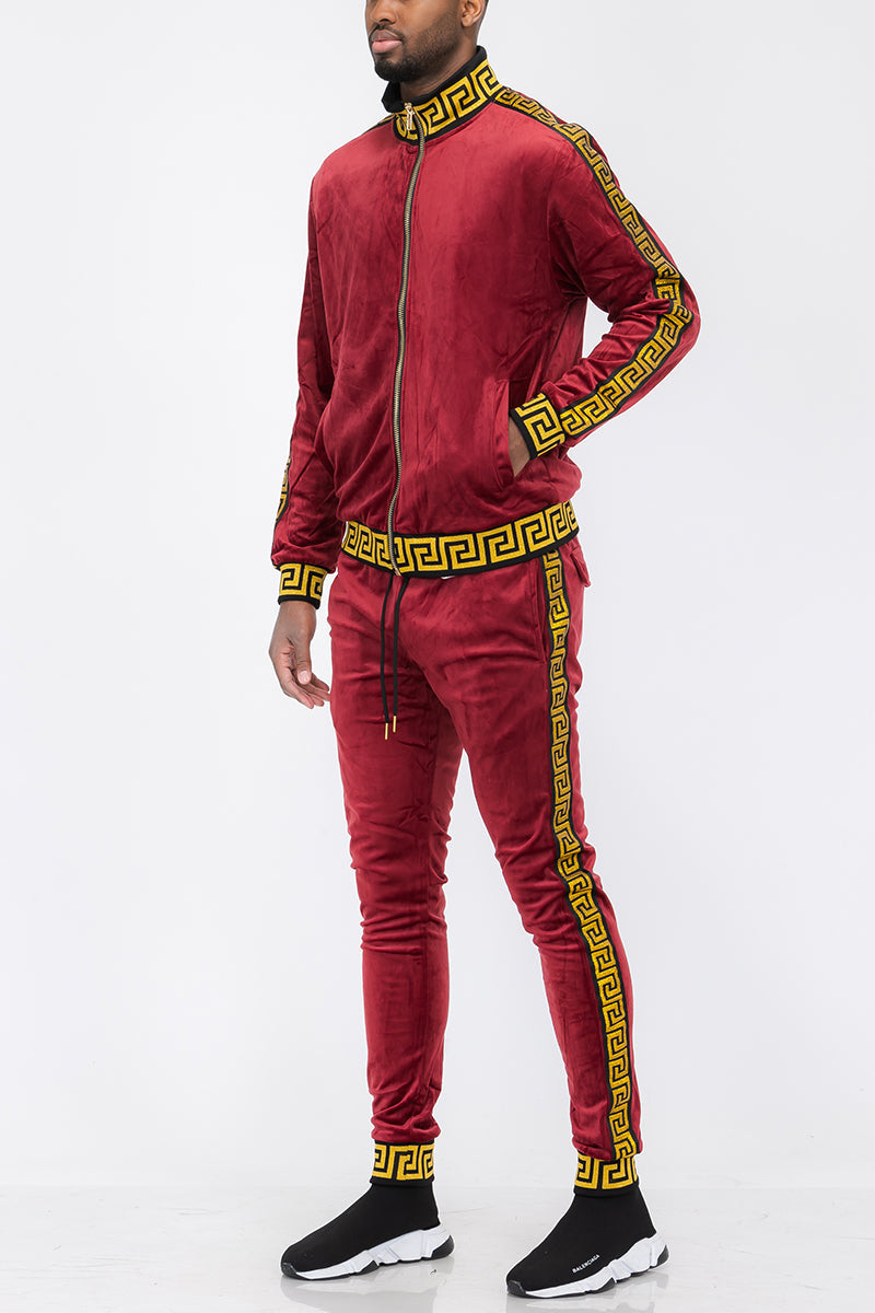 Status Velour Track Set - Stylish Full Zip Jacket with Elastic Waist and Cuffs - NovaShop