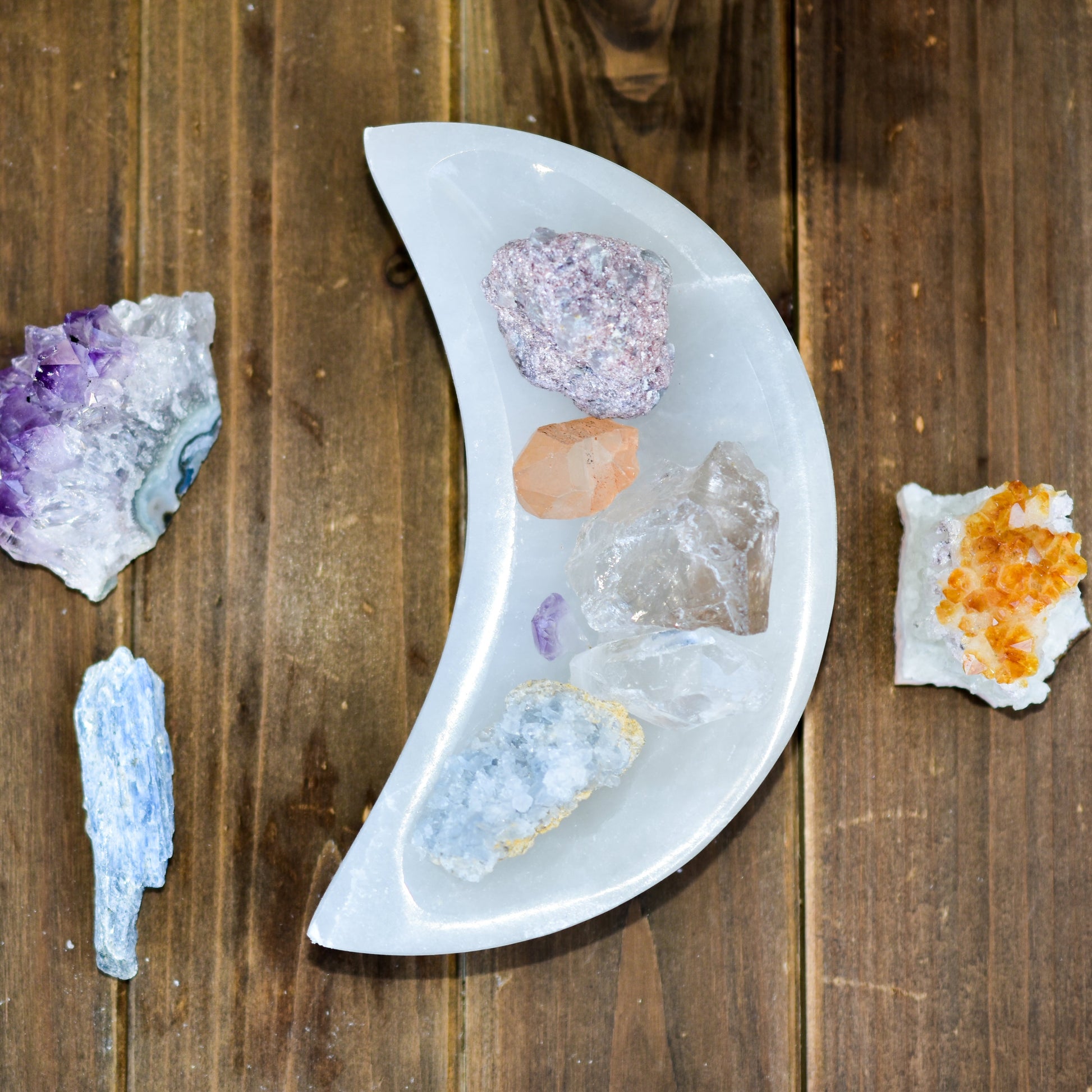 NEW Selenite Moon Bowls - Perfect for Holding and Recharging Crystals, Jewelry, and Small Items - NovaShop