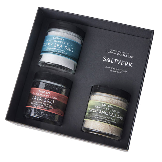 Luxury Saltverk Gift Box – Pure, Lava & Birch Flaky Sea Salt Collection - NovaShop