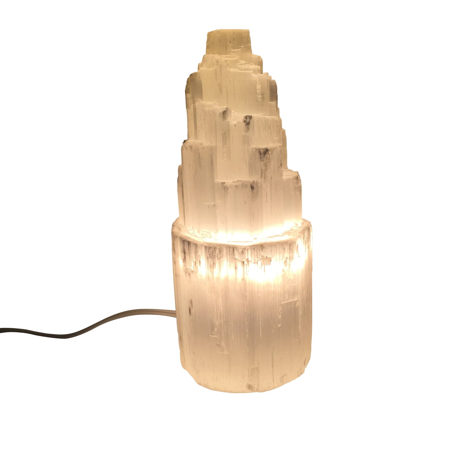 Selenite Skyscraper Lamp - Small Size with Electrical Cord and Bulb - NovaShop