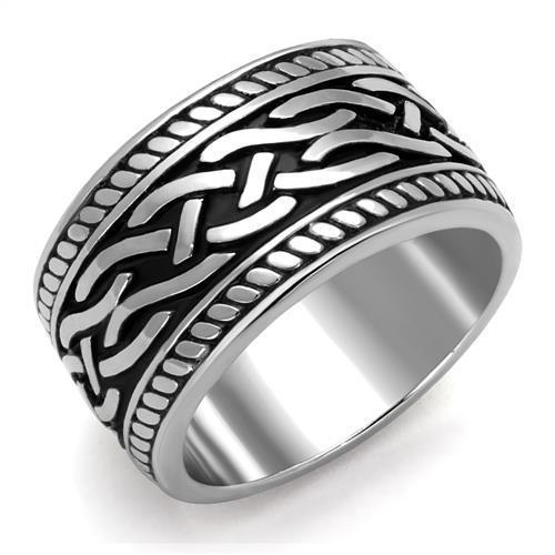 Men’s Celtic Stainless Steel Ring – Vintage Silver Epoxy Band TK2239