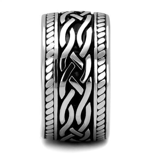 Men’s Celtic Stainless Steel Ring – Vintage Silver Epoxy Band TK2239