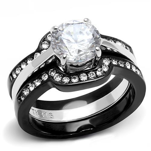 Elegant Black Stainless Steel Ring – Timeless Beauty & Sparkle