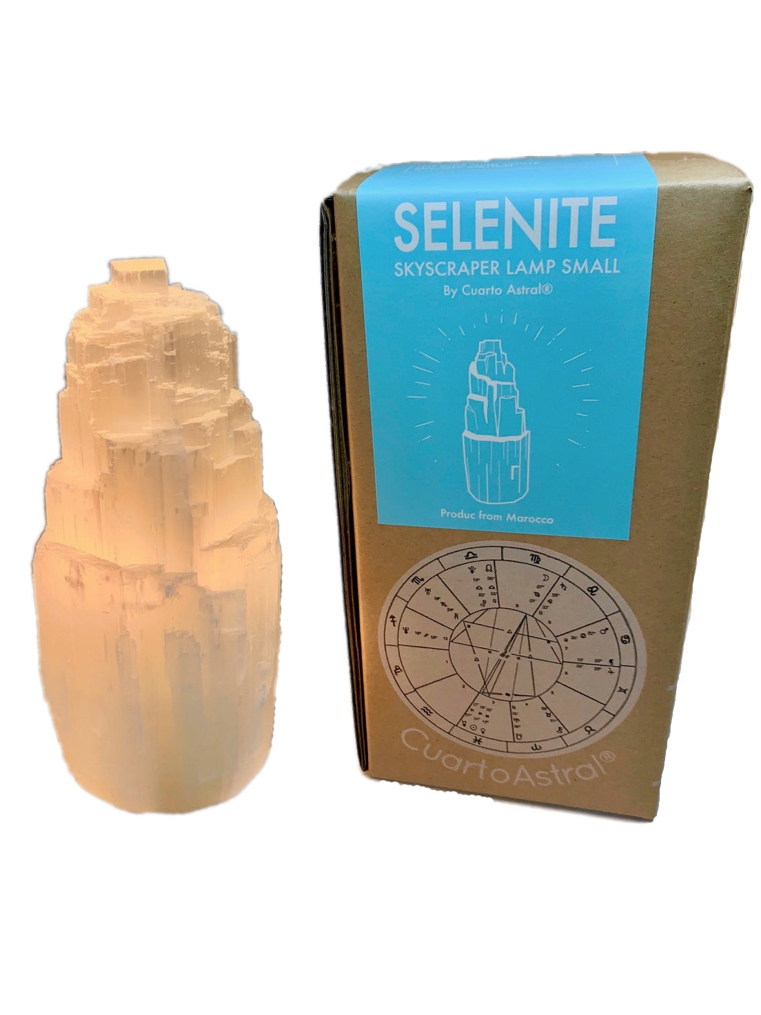 Selenite Skyscraper Lamp - Small Size with Electrical Cord and Bulb - NovaShop