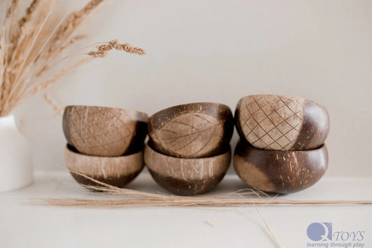 Handcrafted Coconut Bowls - Eco-Friendly & Sustainable Set of 6 - NovaShop