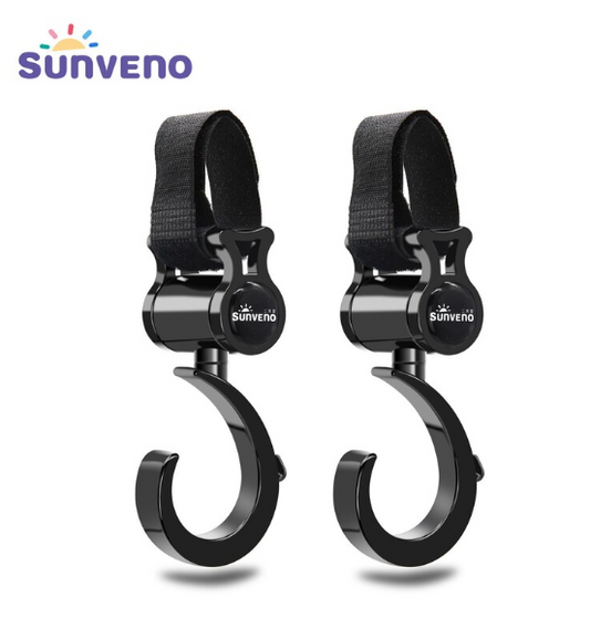 360° Rotating Stroller Hooks – Heavy-Duty Clips for Baby Stroller & Shopping Bags (2-Pack)