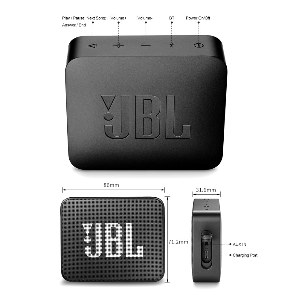 JBL GO 2 Wireless Bluetooth Speaker with IPX7 Waterproof Rating and Built-in Mic - NovaShop